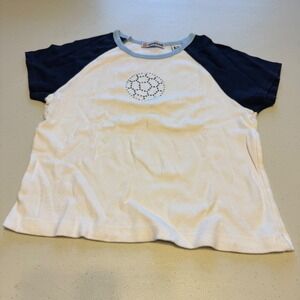 Soccer Y2K Christie Brooks Girls Size 10-12 Raglan Baseball Tee Rhinestone White